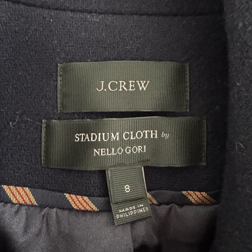 J. Crew Stadium Cloth by Nello Gori Navy Peacoat - Picture 4 of 6